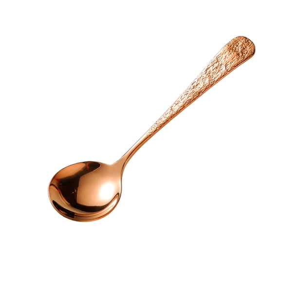 Cuchara de acero inoxidable con mango antideslizante, diseño con patrón de martillo, cuchara para sopa, arroz y fideos, utensilio de cocina multifuncional