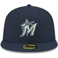 thumbnail image 2 of Men's New Era Navy Miami Marlins White Logo 59FIFTY Fitted Hat, 2 of 6