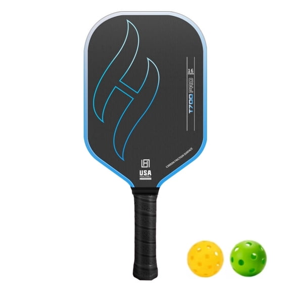 USAPA Approved Carbon Fiber Pickleball Paddles(16mm) Sandblasted Surface T700 Pickle Ball Rackets for All Skill Level Bubble, 1 Paddle, 2 Balls