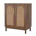 thumbnail image 3 of Fnova 59" Cabinet, Rattan Sideboard Buffet Storage Cabinet with 4 Doors & Adjustable Shelves, Farmhouse Kitchen Buffet Table, Accent Cabinet for Living Room, Dining Room, Entryway, 3 of 10