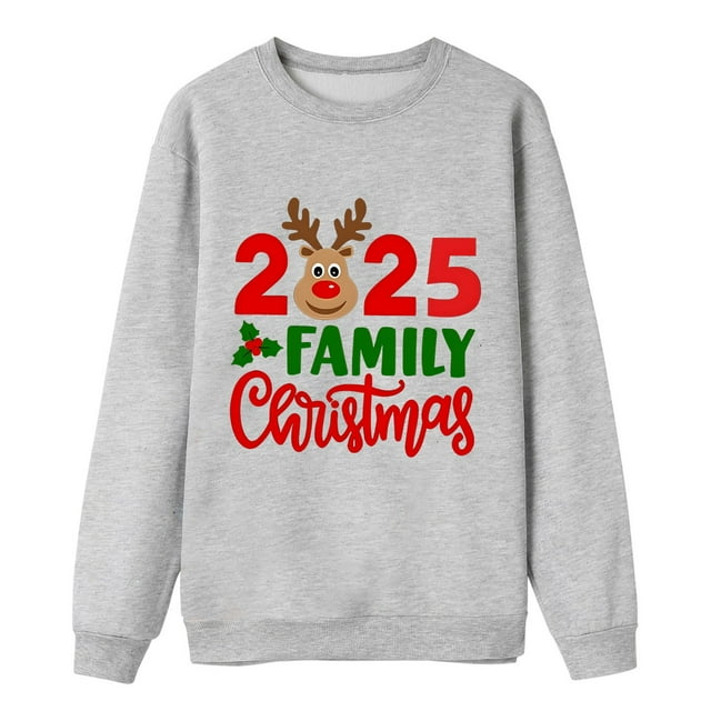 AWZXDE Christmas Pajamas Pyjama Smoking pour la Famille à Lettres Imprimées à Manches Longues à Col Rond Chandail à Capuchon Femmes,m