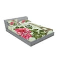thumbnail image 2 of Ambesonne Colorful Fitted Sheet & Pillow Sham Set, Shabby Plant Roses Leaf, Full, Multicolor, 2 of 2