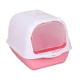 thumbnail image 2 of fastboy Enclosed Hooded Cat Litter Box for Small Animals Easy to Clean Pink 51 x 37 x 36cm, 2 of 5