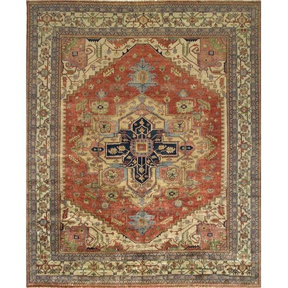 Pasargad Home Serapi 12' x 15' Hand-Knotted Wool Rust/Ivory Rug - All Ages, Indoors