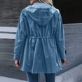thumbnail image 3 of Qetyuw Rain Coat for Women Long Sleeve Striped Lined Windproof Jacket Lightweight Outdoor Travel Hooded Jackets, 3 of 4