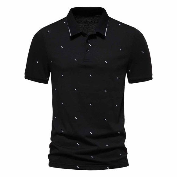 T-Shirts pour Hommes Chemises Habillées Noires pour Hommes Mode d'Été Décontractée T-shirt à Manches Courtes Coupe Ajustée Haut pour Hommes Chemise à Col Chemise Moulante pour Hommes,Noir,P