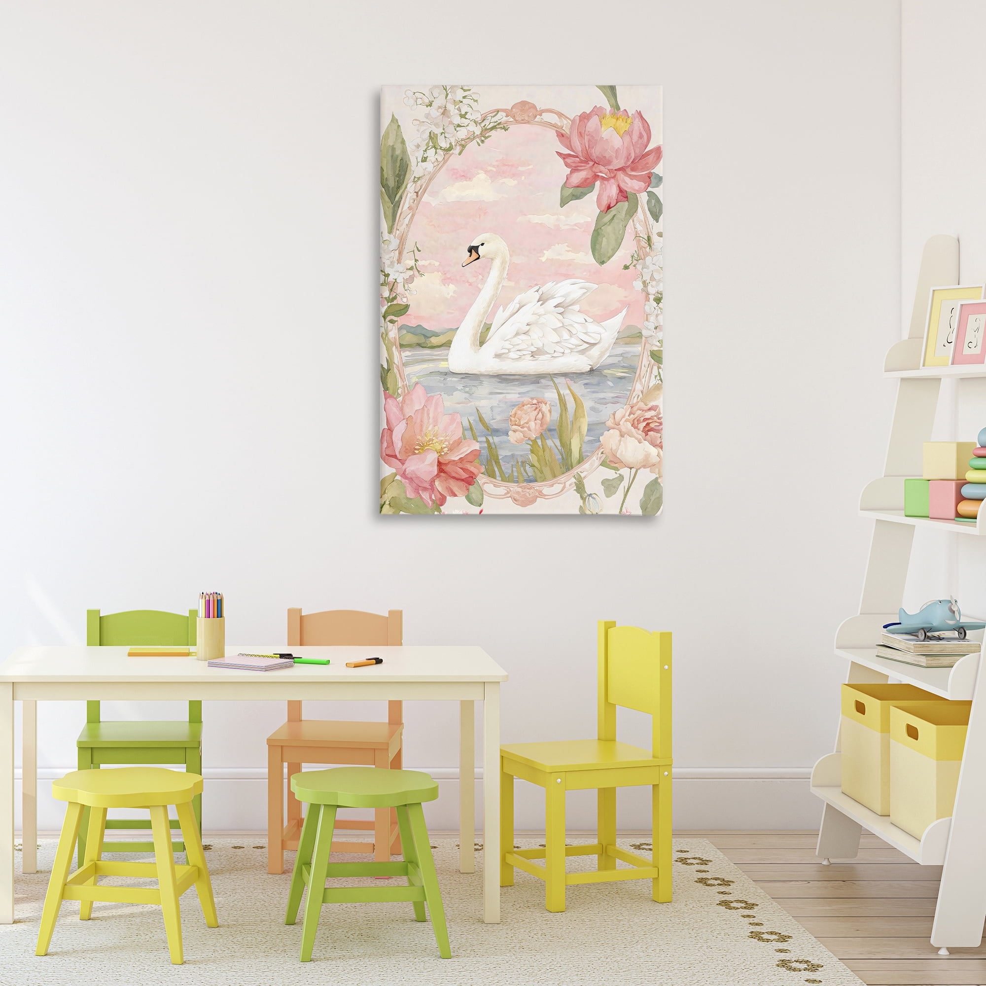 Stupell Industries Floral Border Swan in Bloom Canvas Wall Art, design by Creative Studio