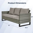 thumbnail image 4 of Gymojoy Patio Sofa, All Weather Outdoor Rattan Wicker 3-Seat Sofa High Back Couch with Premium Cushions for Garden Backyard Porch, 4 of 10