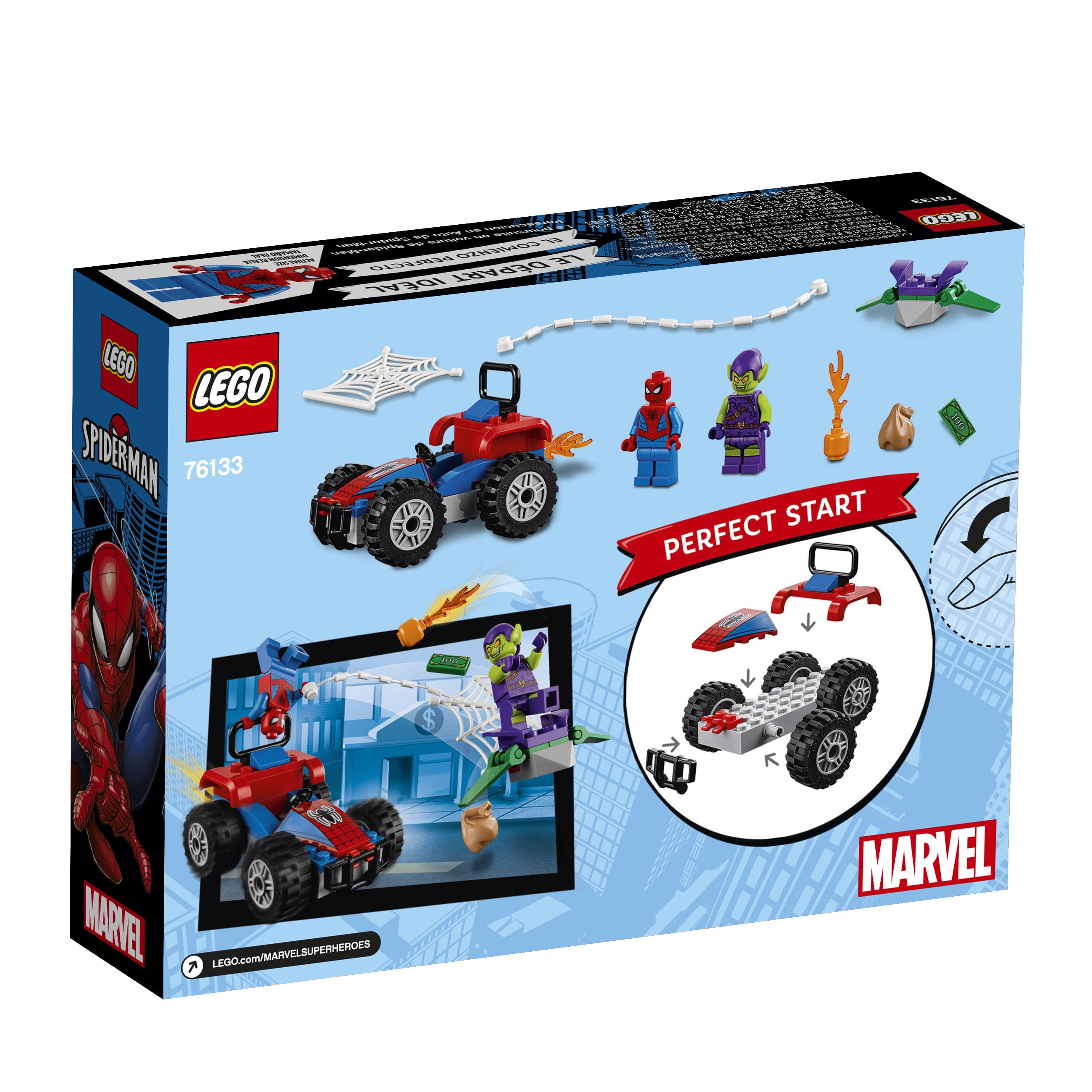 lego marvel spider man car chase