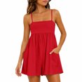 thumbnail image 2 of Carlikeit Women's Summer Romper Dress with Shorts Underneath Spaghetti Strap Sleeveless Wide Leg Jumpsuit, 2 of 10