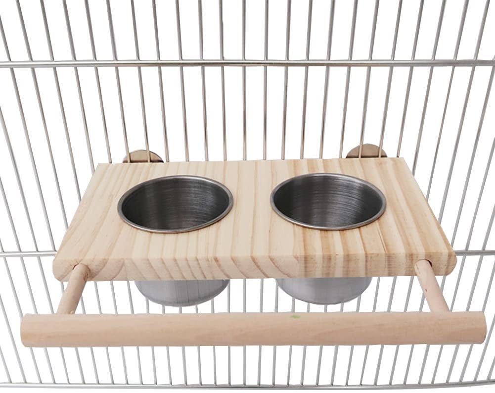 P5HAO Bird Food Cups with Perches for Cage, Stainless Steel Parrot Food