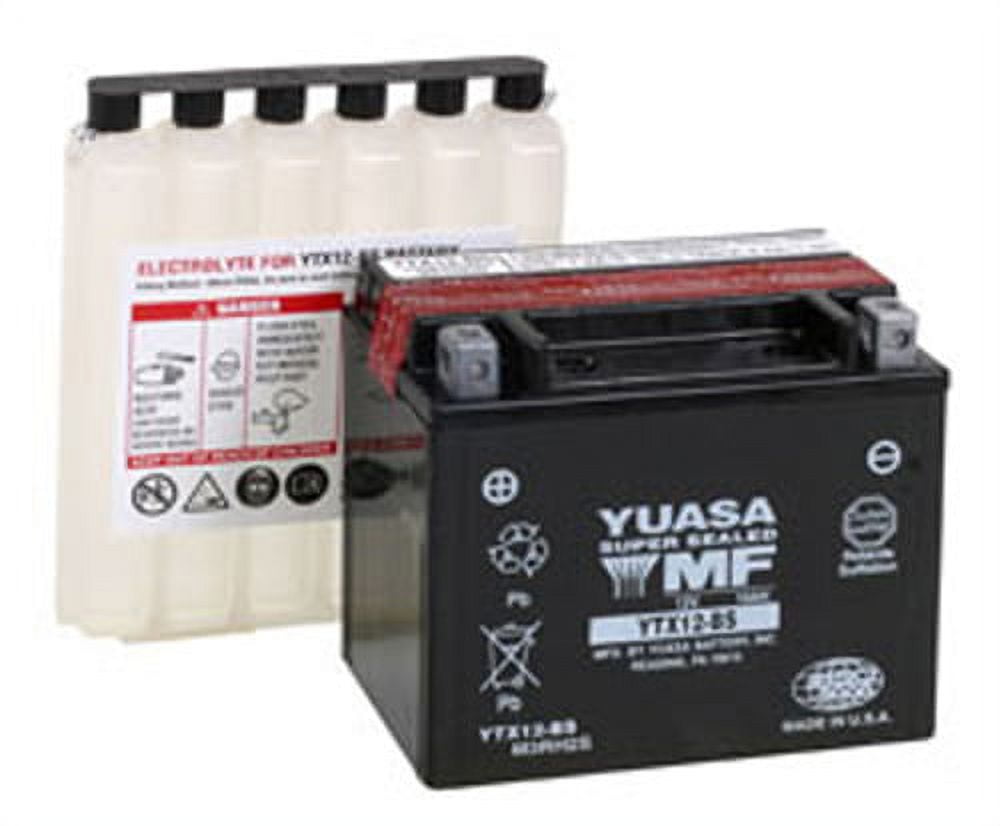 Yuasa Motorcycle Power YTX12-BS AGM Fresh Pack Battery - Walmart.com