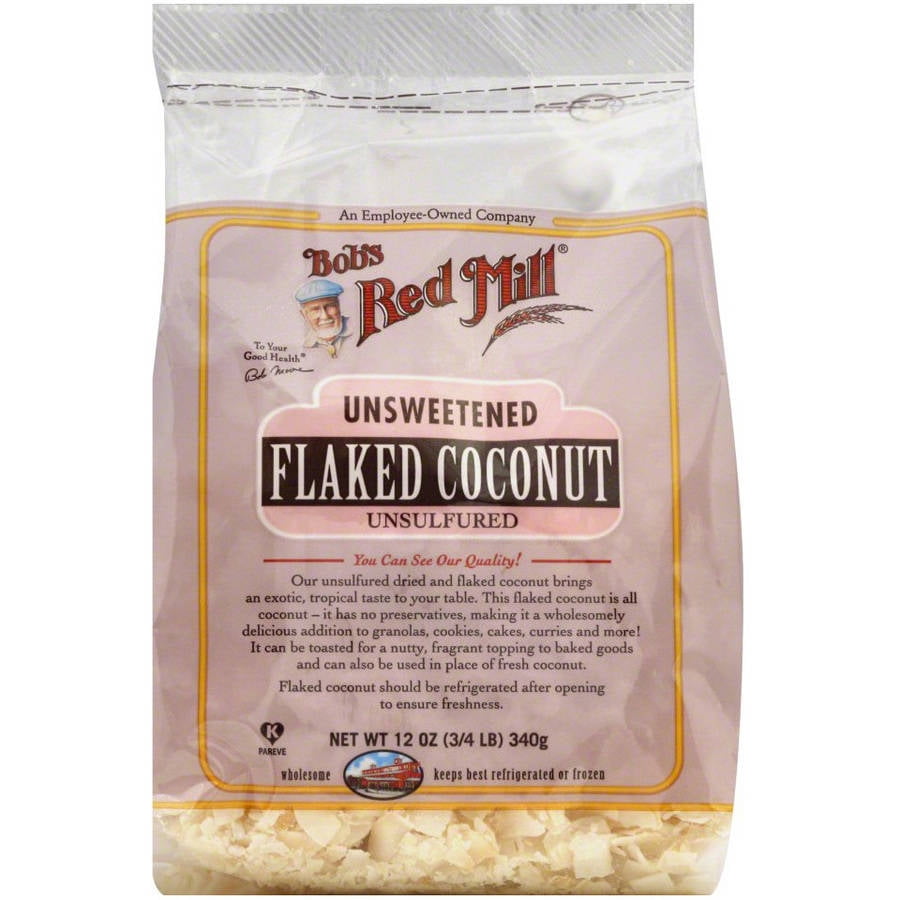 Bob's Red Mill Unsweetened Unsulfured Flaked Coconut, 12 oz, (Pack of 4) by
