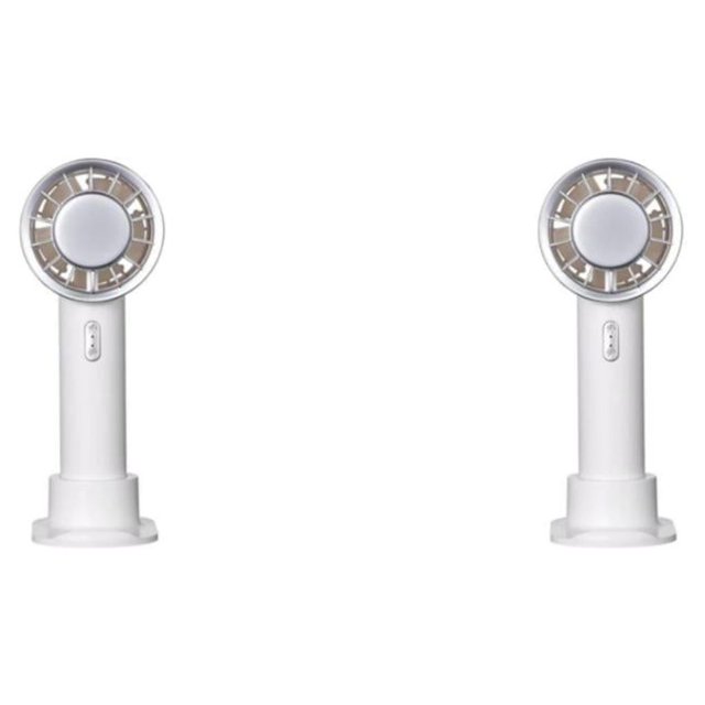 Monstrate Mini ventilador recargable, soporte para teléfono, senderismo, Camping, ventiladores de refrigeración de verano, enfriador de mano Blanco Tipo 1 2Conjunto