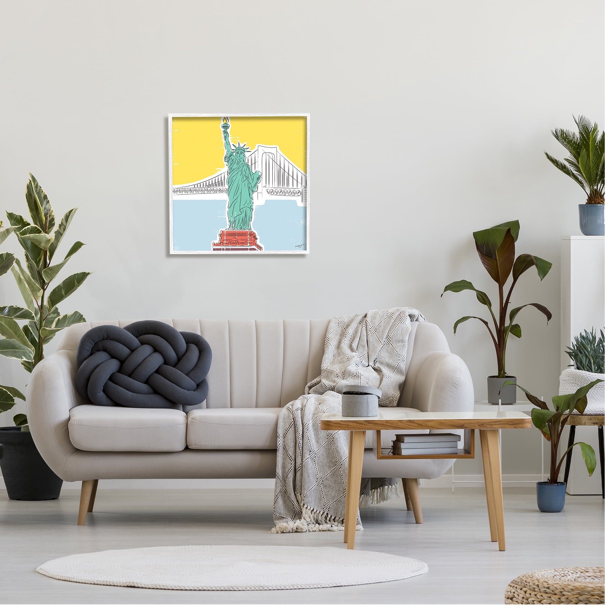 Stupell Industries Statue of Liberty Portrait Travel & Places Painting White Framed Art Print Wall Art, 24 x 24