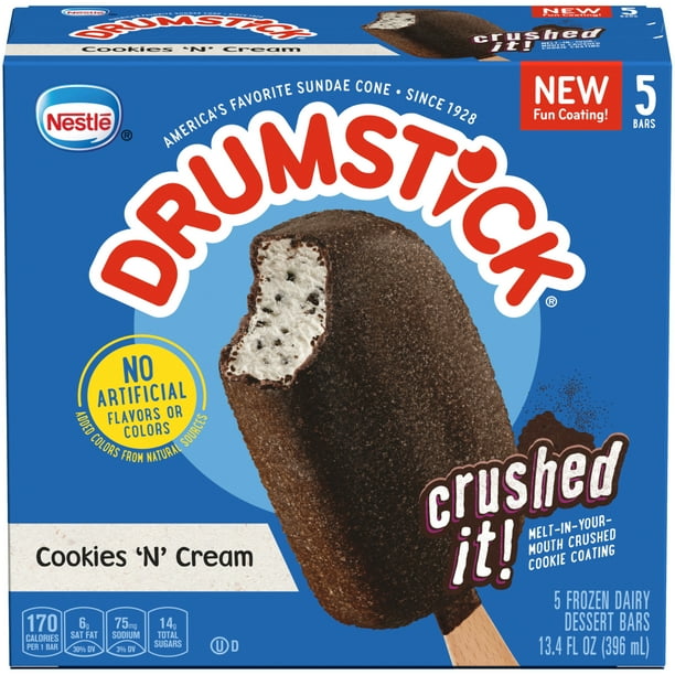 DRUMSTICK Cookies n  Cream  Ice Cream  Bars 5 ct Box 