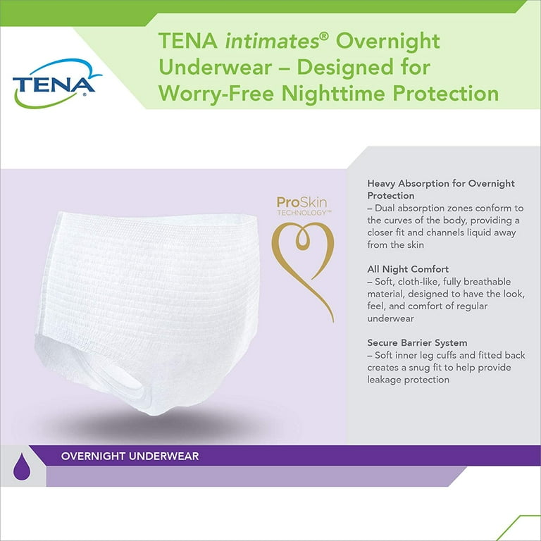 Tena Overnight Incontience Underwear For Women, M, 2 Pc/16 Ea