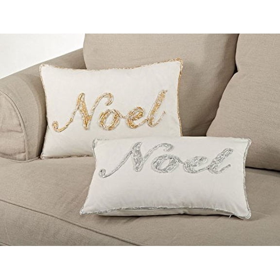 Holiday Embroidered and Foil Print Throw Pillows (Gold)