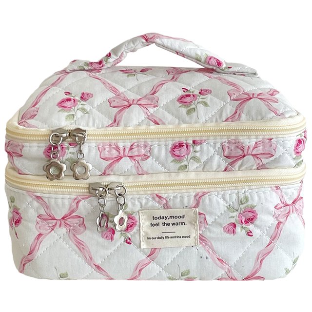 Cosméticos Artículos Tocador para Mujer Viajes Acolchados Algodón Floral