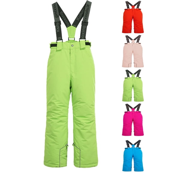 Kids Snowpants Bib Ski Overalls, Unisex Waterproof Windproof Insulated Snow Pants with Adjustable Straps for Boys Girls Winter Snowboarding