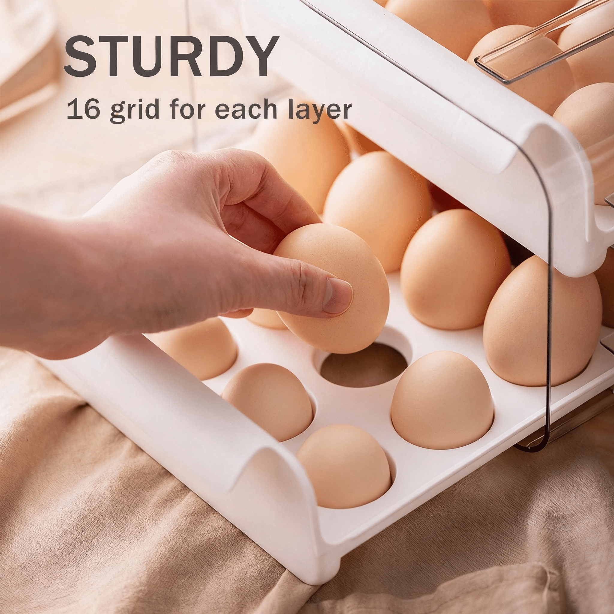 Egg Storage Container for Refrigerator 24 Capacity Kitchen Organizer with Secure Lid and Easy Carry Handle for Freshness and Space Saving Design