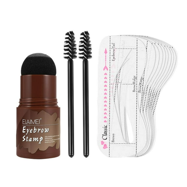 HILABEE Tampon de Modélisation pour Sourcils, 2 Brosses à Sourcils, Modèles de Sourcils Réutilisables, Gris Foncé
