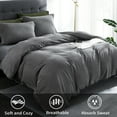thumbnail image 3 of Tzou Queen Duvet Cover 90" W x 90" L Ultra Soft Comfortable Bedding Set, Set of 3, Dark Grey, 3 of 7