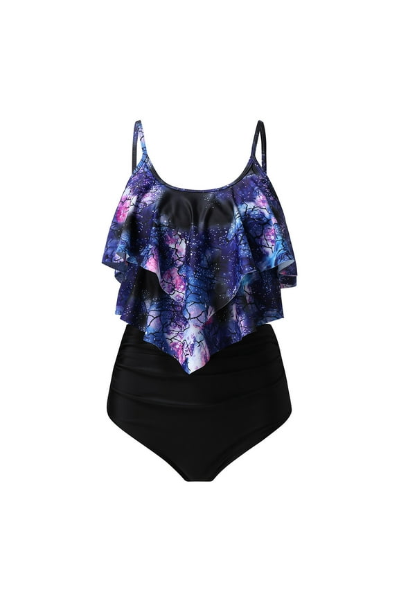 Womens Swimsuits Tummy Control Tankini Swimsuits for Women Plus Size Two Piece Bathing Suits Tummy Control Swimwear with Shorts