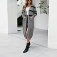 thumbnail image 5 of IROINNID Women's Long Cardigan Coat V-Neck Print Long Sleeve Casual Long Cardigan Coat Sweater Outerwear, Dark Gray, 5 of 6