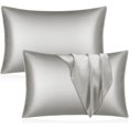 thumbnail image 1 of Pillowcase for Hair and Skin Natural Pillow Case with Envelope Closure, Both Side (Silver, Queen-2 Pack) 51*76cm, 1 of 5