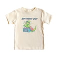 thumbnail image 4 of Birthday Boy Dinosaur Shirt for Kids TRendy DJ Dino Graphic Tee for Boys Natural Shirt Youth Medium, 4 of 5