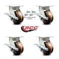 thumbnail image 2 of 4 Inch Kingpinless High Temp Phenolic Caster Set with Brakes and Swivel Locks, 2 of 2