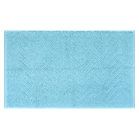 REGALWOVEN Absorbent Fade Resistant Cotton Luxury Bath Rugs Shower Mat Bathroom Non Slip Quick Dry Spa for Tub Blue 18" x 30"