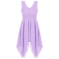 thumbnail image 2 of Kaerm Little Big Girls Sleeveless V Neck Chiffon A-line Asymmetric Hem Graduation Party Wedding Lavender 8, 2 of 4