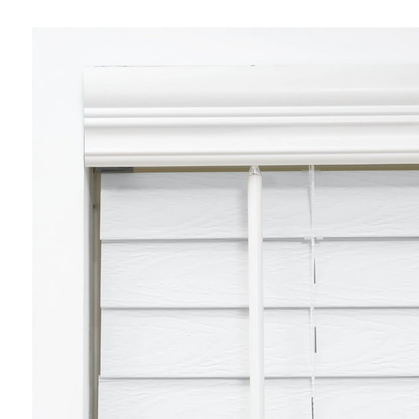 DEZ FURNISHINGS Cordless Faux Wood Blinds | 2 Inch Slat Venetian Blinds | 35.5" W X 48" H Dark Oak