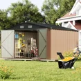 thumbnail image 7 of Homall 10x10ft Outdoor Metal Storage Shed with Lock, Durable Steel Backyard Shed, Brown, 7 of 7