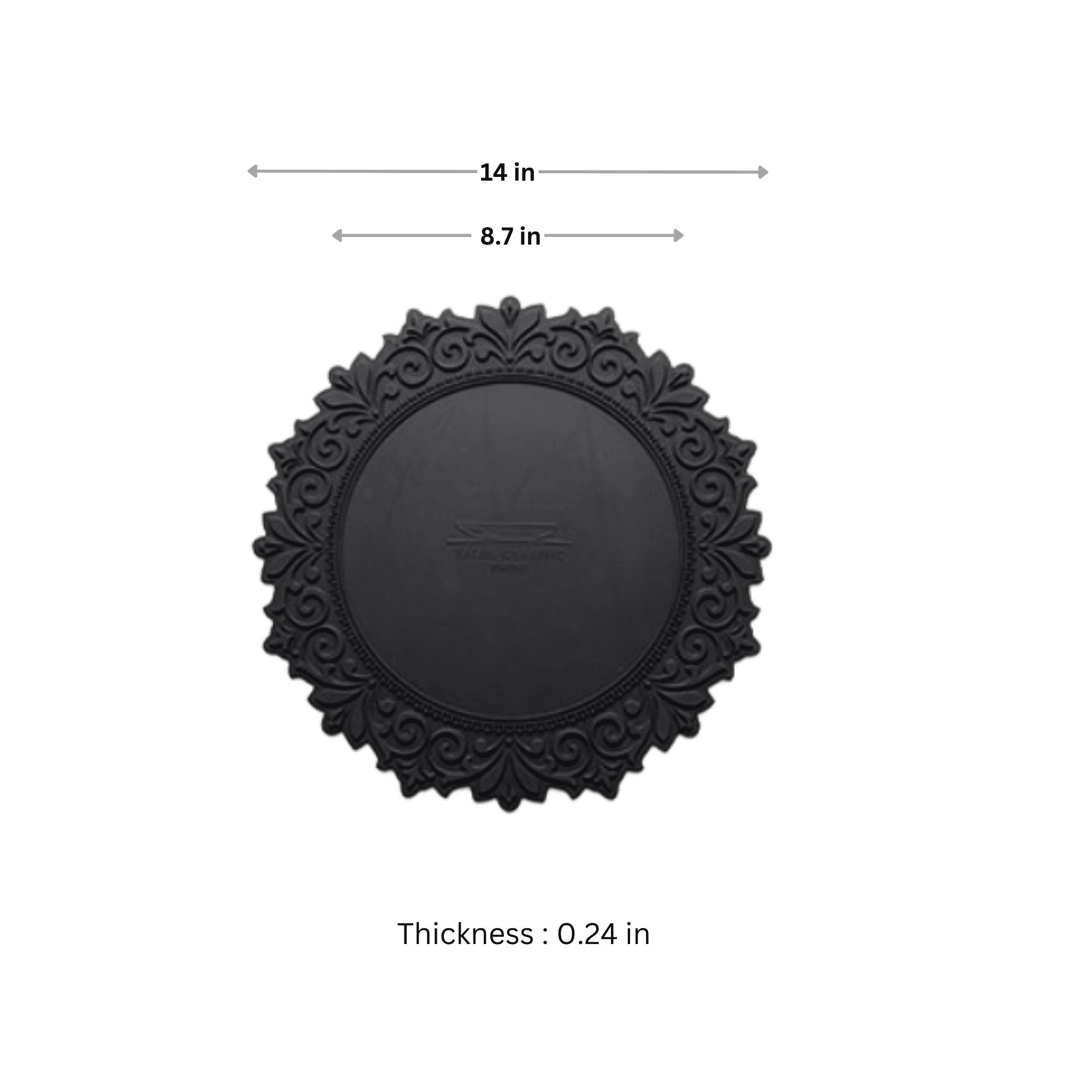 2 Set, Premium 14" Silicone Placemat – Heat-Resistant, Non-Slip & Waterproof – Easy to Clean, Dishwasher Safe Table Mat for Dining & Kitchen (Black)