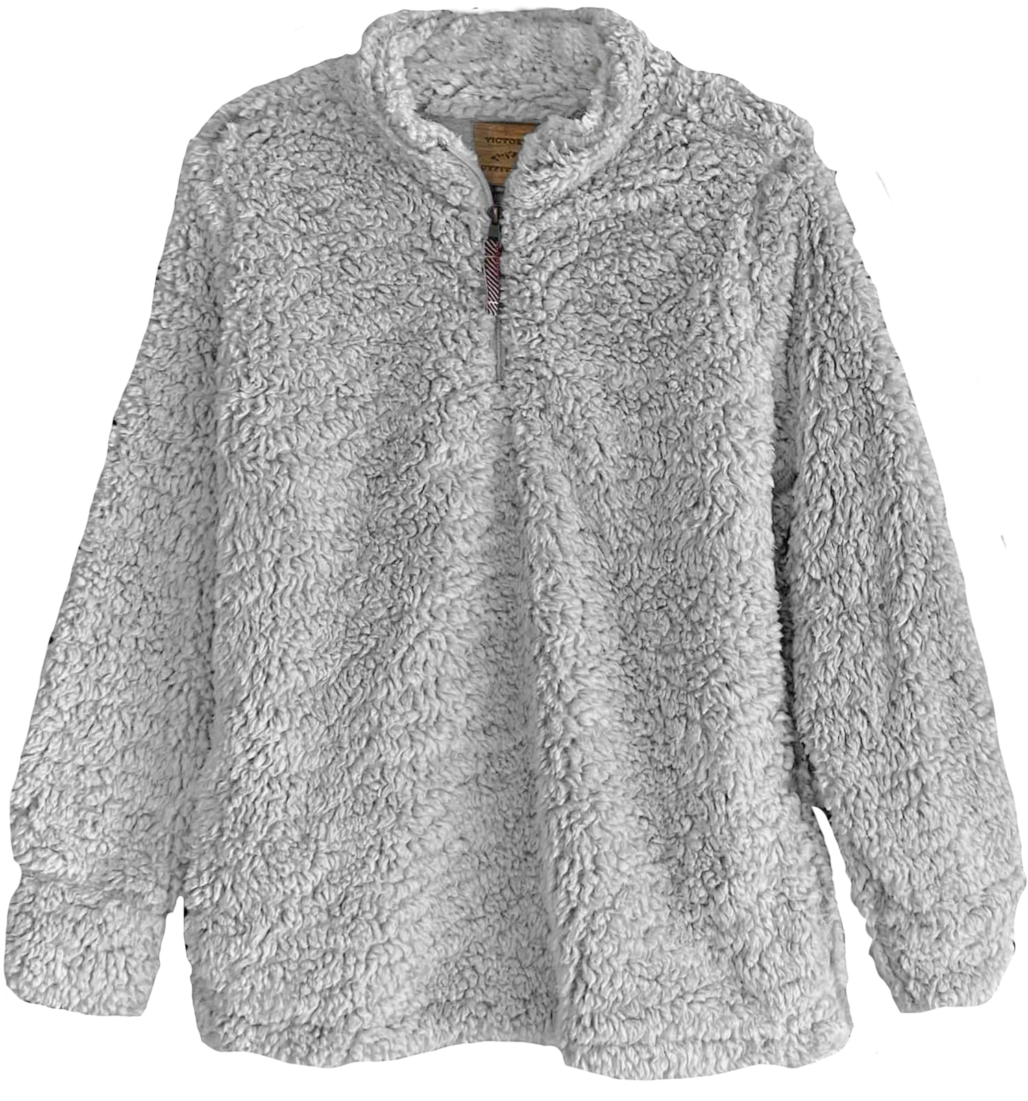 Victory Women's Fluffy Knit Pullover Quarter Zip Sweater Grey 3X