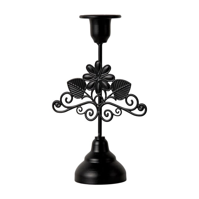 Portavelas cónico de hierro negro decorativo elegante centro de mesa tradicional adorno de mesa para recepción de boda resistente 55x175 cm