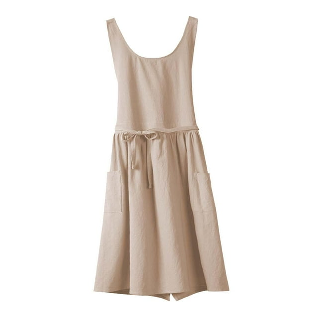 Elodie Chef Apron Kitchen Cooking Apron Machine Washable Sleeveless Bib Apron Gardening Khaki