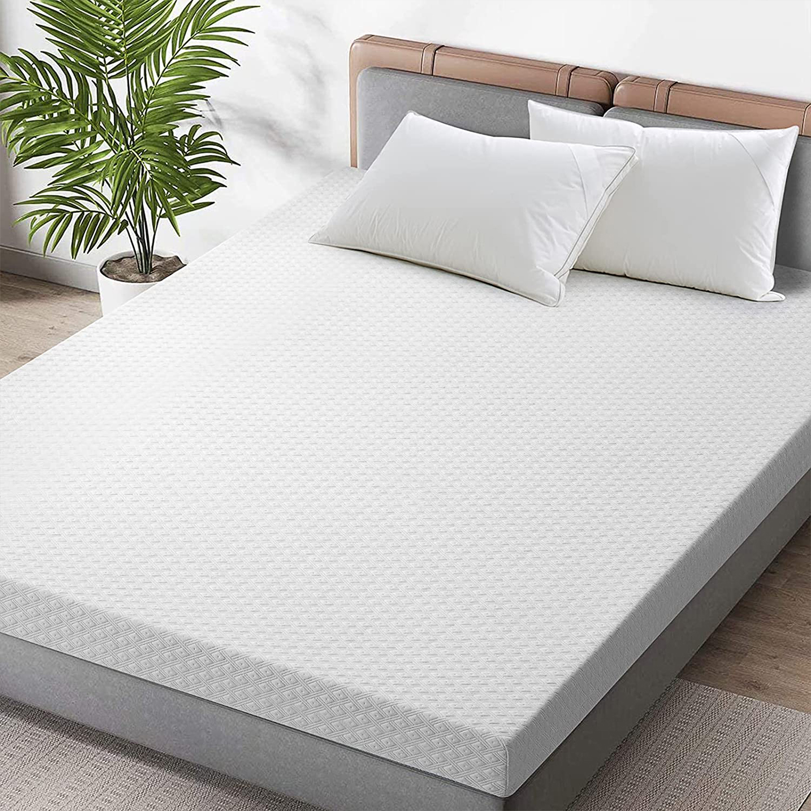 INGALIK 3 inch Gel Infused Memory Foam Mattress Topper, Queen, Cooling Bed Topper for Pressure Relief, CertiPUR-US Certified, White Removable Cover