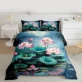 thumbnail image 2 of Homewish Rustic Lotus Bedding Comforter Set,Country Lotus Leaves Twin Comforter Sets,Pink Green Bedding Set For Girls Kids,Breathable Home Decor Reversible,2pcs, 2 of 8