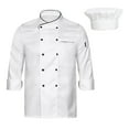 thumbnail image 1 of Linjinx Unisex Men Professional Chef Coat Short Sleeves Chef Jacket with Chef Hat Set Kitchen Uniform E04 XL, 1 of 7