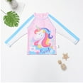 thumbnail image 3 of WIBACKER Girls Long Sleeve Rash Guard Swimsuits Bathing Suit UPF 50+ Two Piece Swimsuit with Sun Hat Summer Swimwear for 3-12T, 3 of 10