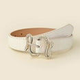 thumbnail image 2 of IDALL Studded Belt Western Belts Women Fashion Waist Belt Snake Design Belt Thin Buckle Leather Waistband Leather Belt Belts for Women White One Size, 2 of 2