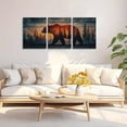 thumbnail image 2 of 3pcs Set American Bear Silhouette Canvas Wall Art - Frameless Triptych with Trees & Sunset Sky, High-Quality Print for Living Room & Bathroom Decor, Nature-Inspired Design, Bathroom Decor|Sunset Sky, 2 of 4