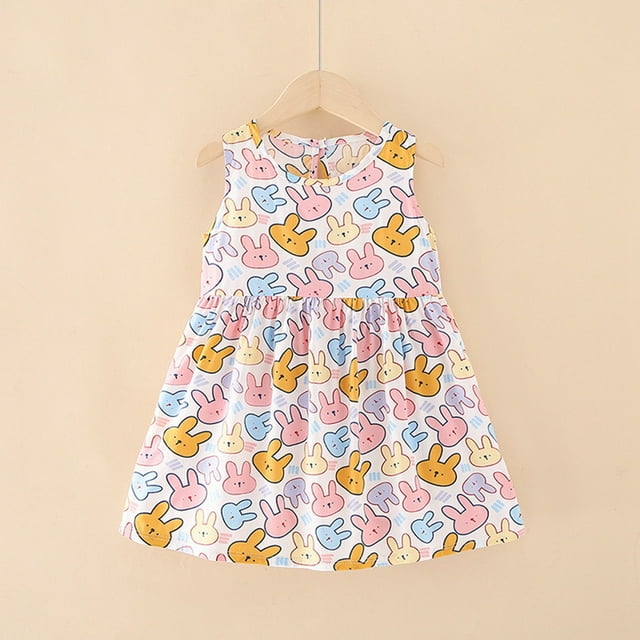 Robes de Soleil pour Petite Fille Robe de Fantaisie Robe Évasée à Volants Robe Sans Manches à Fleurs pour Filles Robe pour Occasions Spéciales