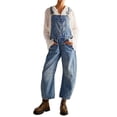 thumbnail image 1 of Womens Denim Overalls Loose Fit Leg Adjustable Strap Hip Hop Jean Jumpsuits Blue M, 1 of 9