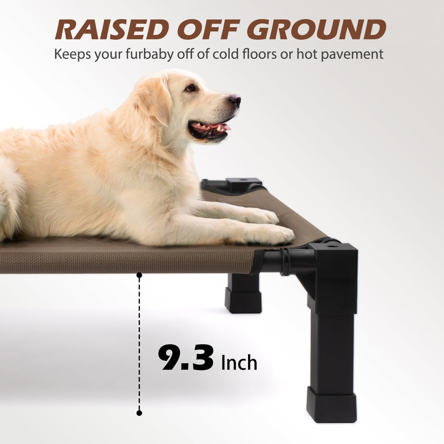 Elevated Dog Bed with Chew Proof Washable Breathable Mesh and Metal Frame, Portable No-Slip Feet for Outdoor or Indoor Use