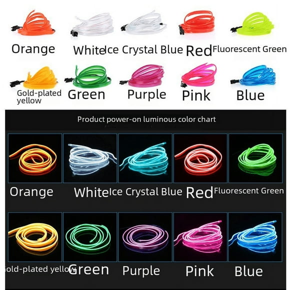 Exclusivo para 5 m nuevo el con borde de coche Luz fría Barra de luz de ambiente para automóvil Línea de luz con clip Tira de LED